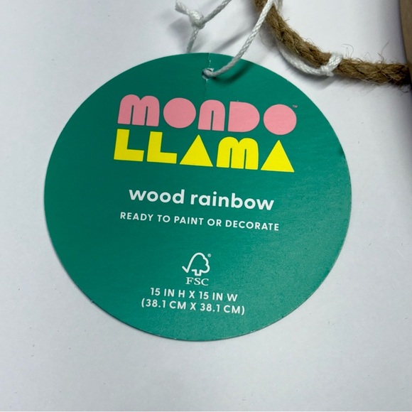 Mondo Llama 15x15 Paint Your Own Natural Wood Rainbow Wall Decor NWT - Picture 2 of 6